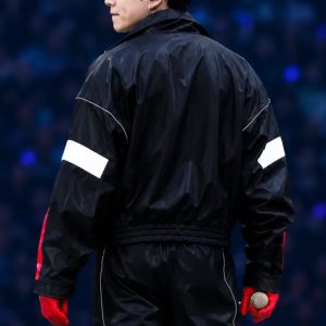 Jungkook Black Leather Bomber Jacket