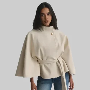Nelly Fancy Poncho Beige Jacket