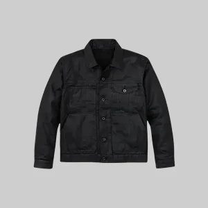 Black Filson Tin Cloth Short Lined Cruiser Jacket.