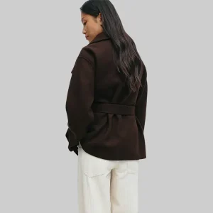 Brown-High-Neck-Short-Jacket