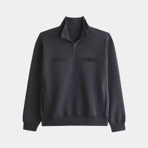 Mens-San-Francisco-49ers-Abercrombie-Fitch-Black-YPB-neoKNIT-MAX-Half-Zip-Top.
