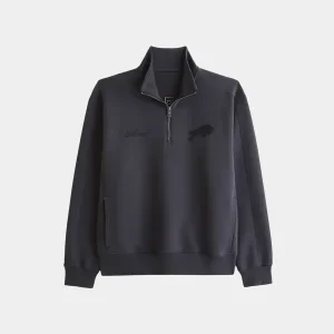 Mens-Buffalo-Bills-Abercrombie-Fitch-Black-YPB-neoKNIT-MAX-Half-Zip-Top