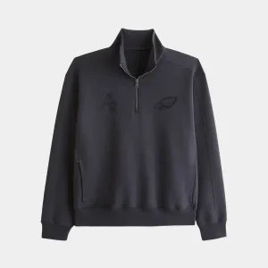 Mens-Abercrombie-Fitch-Black-Philadelphia-Eagles-YPB-neoKNIT-MAX-Half-Zip-Top