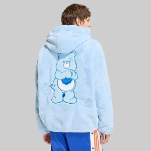 Mens-adidas-Care-Bears-Fur-Jacket-Blue