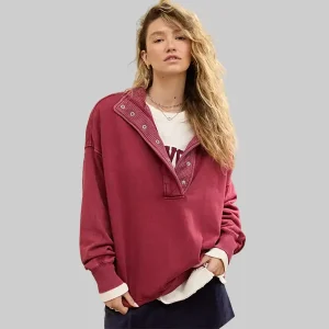 Aerie Getaway Quarter Snap Sweatshirt