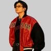 BTS Jungkook Balenciaga Red Leather Jacket