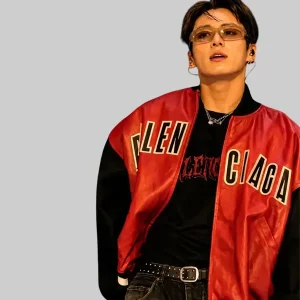 BTS-Red-Leather-Jungkook-Balenciaga-Jacket