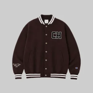 2026-Taehyung-x-Champion-Brown-Varsity-Jacket.