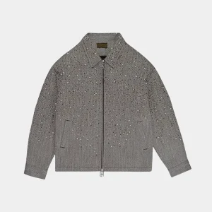 Birth Of Royal Child Rhinestone Zipper Work Jacket