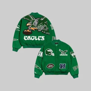 Chalk Line Kelly Green Philadelphia Eagles Pennant Varsity Jacket