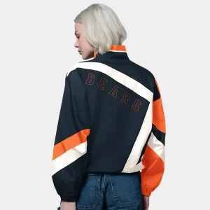 Womens-Chicago-Bears-Starter-Navy-Orange-Vintage-1st-Quarter-Full-Zip-Windbreaker-Jacket