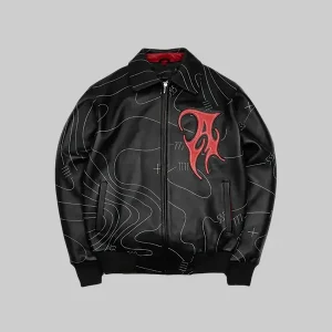 Chris-Brown-Auracles-x-Pelle-Pelle-Topography-Black-Leather-Jacket