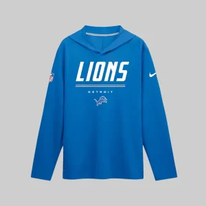 Detroit Lions Nike Sideline Game On Long Sleeve Hooded T-shirt