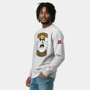 Pittsburgh-Steelers-Disney-x-Champion-Pete-Reverse-Weave-Sweatshirt-Heather-Gray.