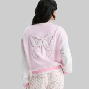 Fanatics-x-LoveShackFancy-Pink-White-Varsity-Jacket.