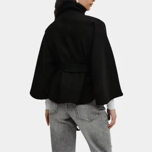 Womens-Gina-Tricot-Cape-Black-Oversized-Polyester-Jacket