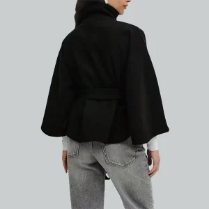 Womens-Gina-Tricot-Cape-Black-Oversized-Polyester-Jacket.