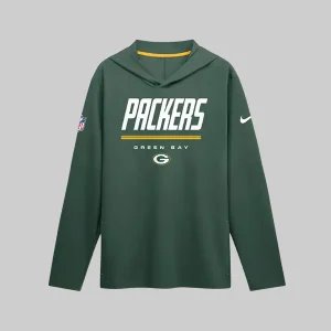 Green Bay Packers Nike Sideline Game On Long Sleeve Hooded T-shirt