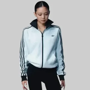 Jennie Kim Adidas SS26 White Fleece Track Jacket