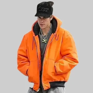 Justin-Bieber-Orange-Hooded-Bomber-Jacket.