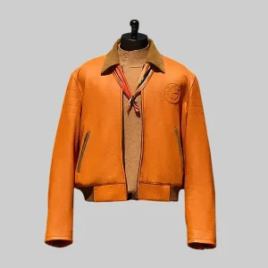 Kith for BMW Orange Leather Hawthorne Flight Jacket