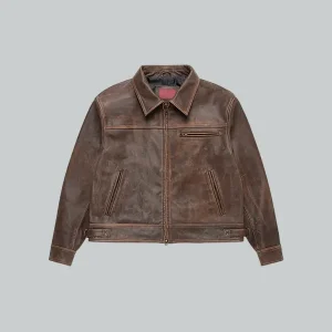 Mutimer Aged Heavy Wash Leather Jacket