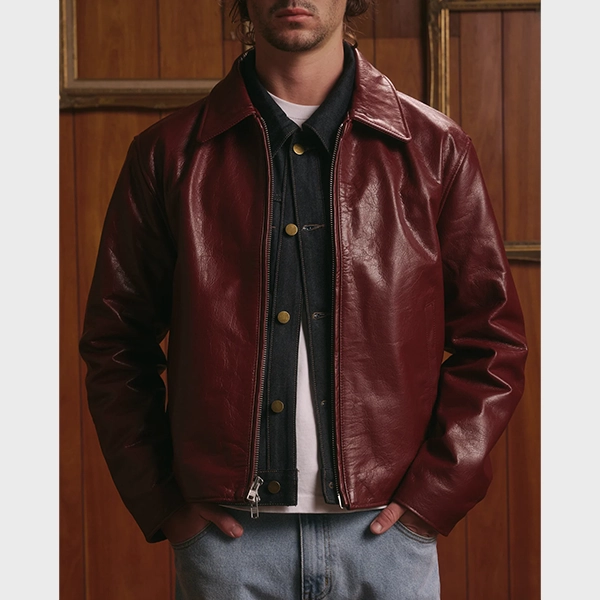 Mutimer Leather Jacket Bordeaux Sale