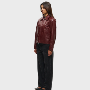 Mutimer Leather Jacket Bordeaux Women