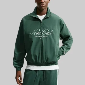 Nike-mens-sportswear-club-1-2-zip-jacket-Green.