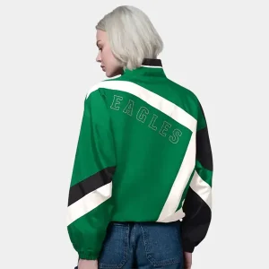 Philadelphia-Eagles-Starter-Womens-Vintage-1st-Quarter-Full-Zip-Windbreaker-Kelly-GreenBlack.