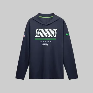 Seattle Seahawks Nike Sideline Game On Long Sleeve Hooded T-shirt