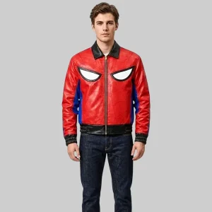 Mens-Red-Blue-SpiderMan-Leather-Jacket.