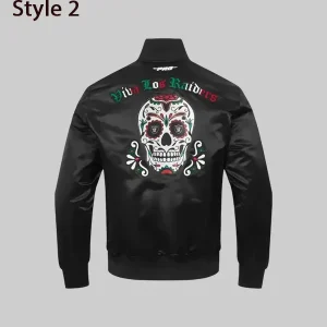Pro-Standard-Viva-Los-Raiders-Sugar-Skull-Satin-Jacket-Black
