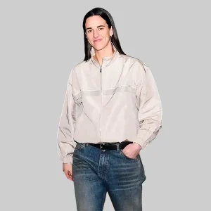 WNBA Caitlin Clark Beige Zip-Up Track Jacket