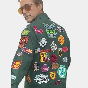 Avengers Endgame Encore Tony Stark Green Patch Jacket