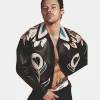 Harry Styles White And Teal Floral Miu Miu Leather Jacket