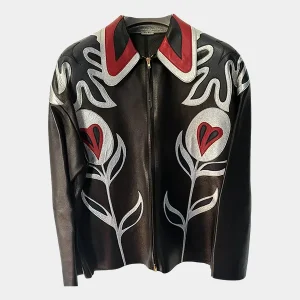 Teal-Floral-Miu-Miu-Leather-Jacket