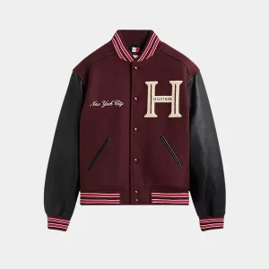 Travis-Kelce-Tommy-Hilfiger-Mixed-Media-Burgundy-Varsity-Jacket