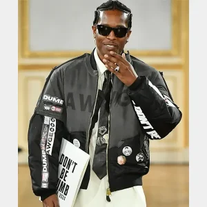 ASAP-Rocky-Paris-Fashion-Week-Show-Grey-Bomber-Jacket.