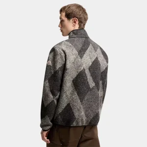 Diamond-Pattern-Wool-Blend-Zip-Up-Cardigan